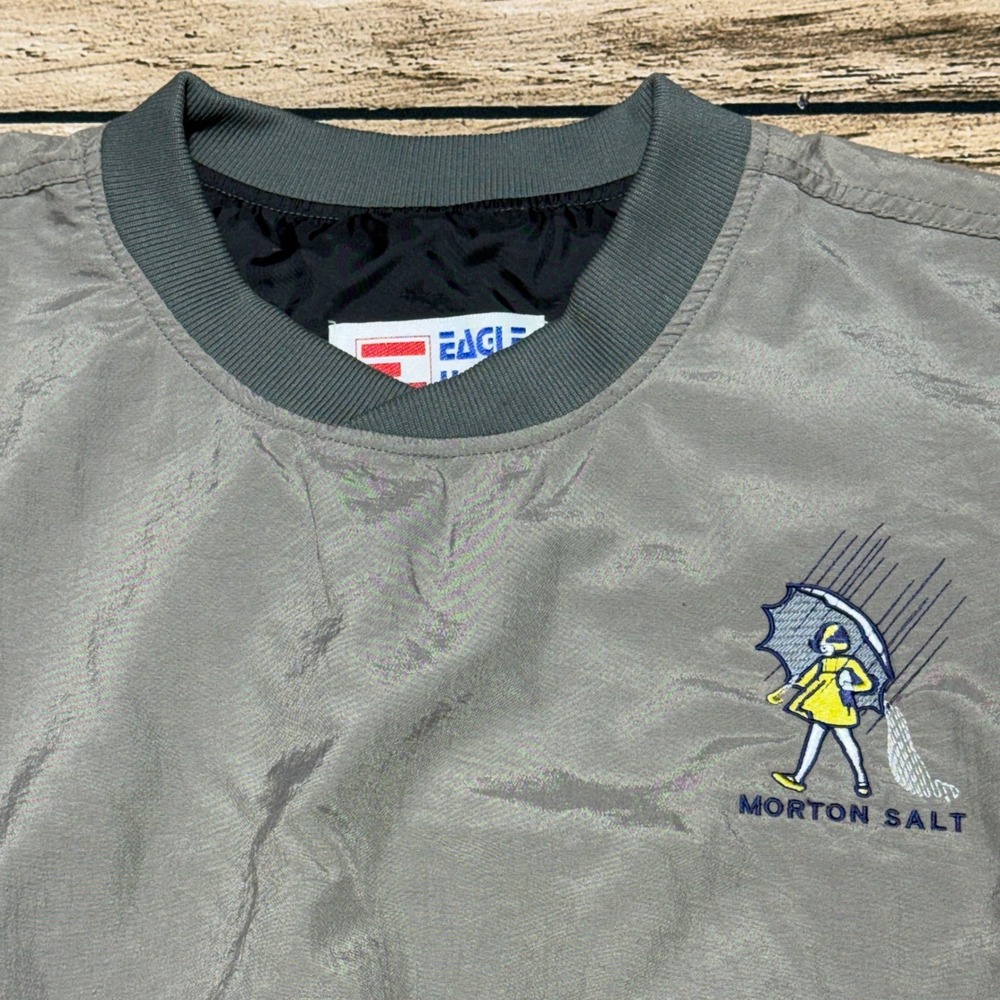 Eagle USA Morton Salt Jacket Mens XL Gray Girl When It Rains It‎ Pours VTG 80s